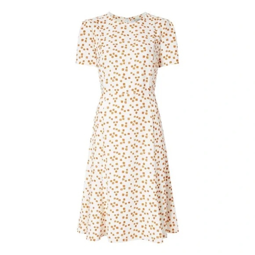 MM Lafleur White and Brown Patterned Dress size 0